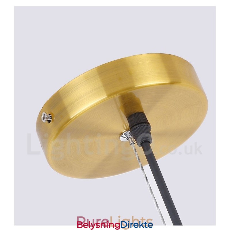 6-Lys Kobberlysekrone Med Glassskjerm