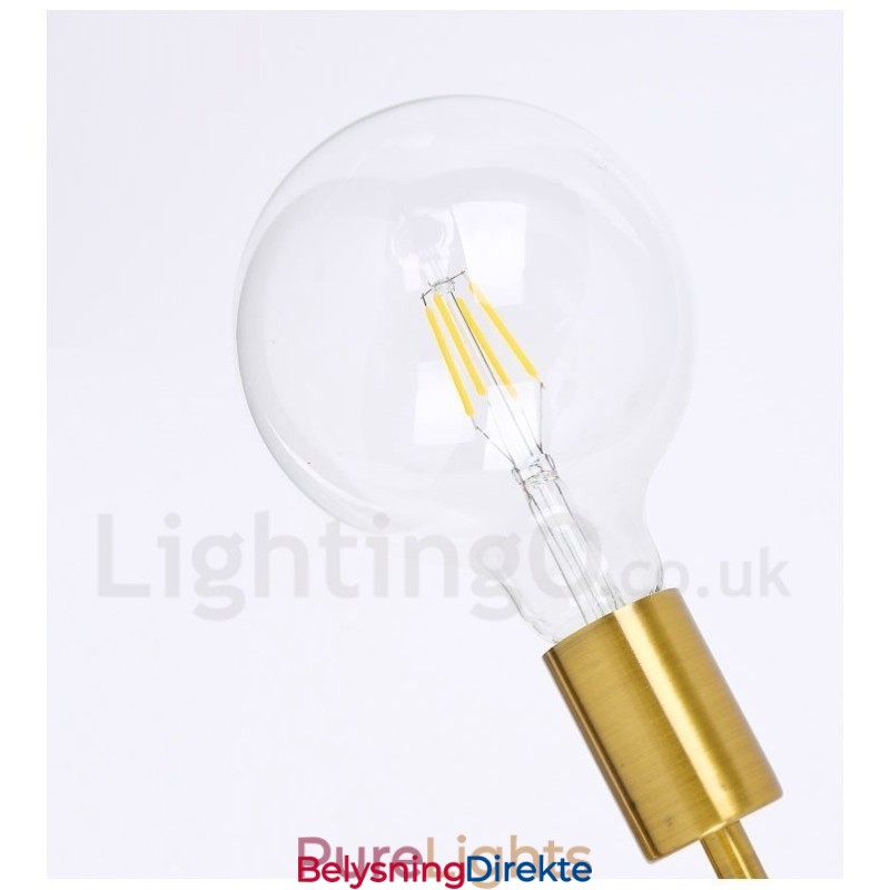 6-Lys Kobberlysekrone Med Glassskjerm