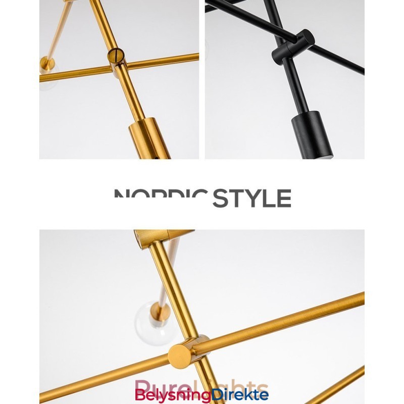 6-Lys Kobberlysekrone Med Glassskjerm