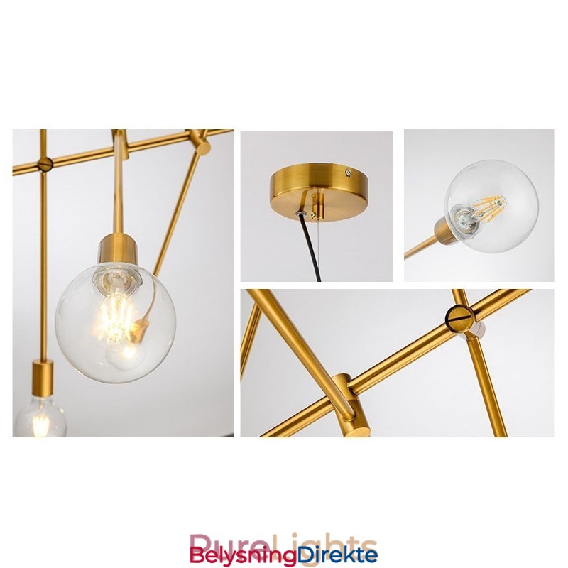 6-Lys Kobberlysekrone Med Glassskjerm