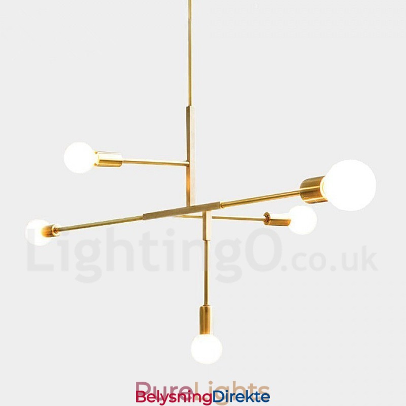 Moderne, Samtidskunstnerisk Kobberlysekrone Med 5 Lys