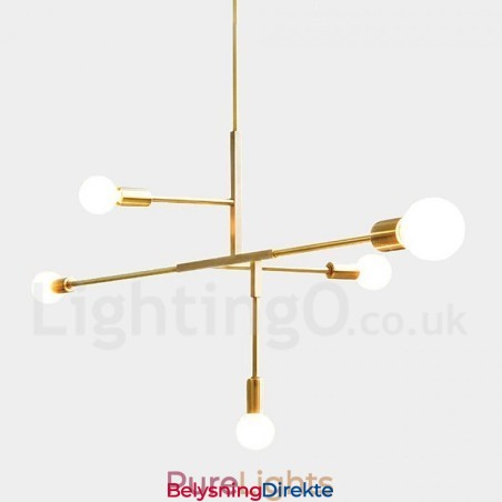 Moderne, Samtidskunstnerisk Kobberlysekrone Med 5 Lys