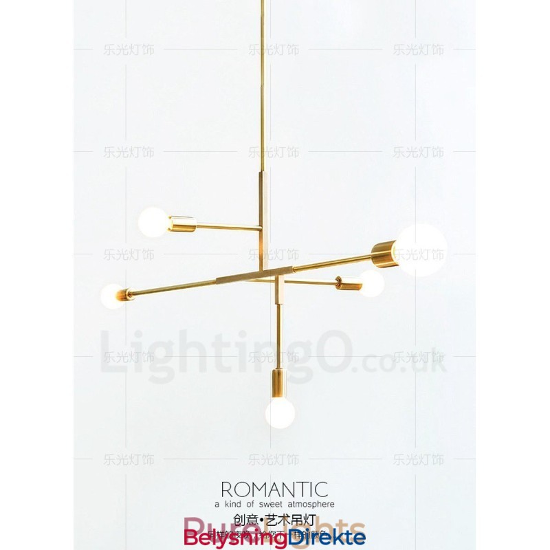 Moderne, Samtidskunstnerisk Kobberlysekrone Med 5 Lys