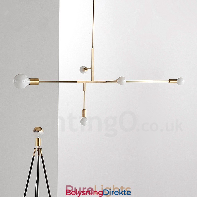 Moderne, Samtidskunstnerisk Kobberlysekrone Med 5 Lys