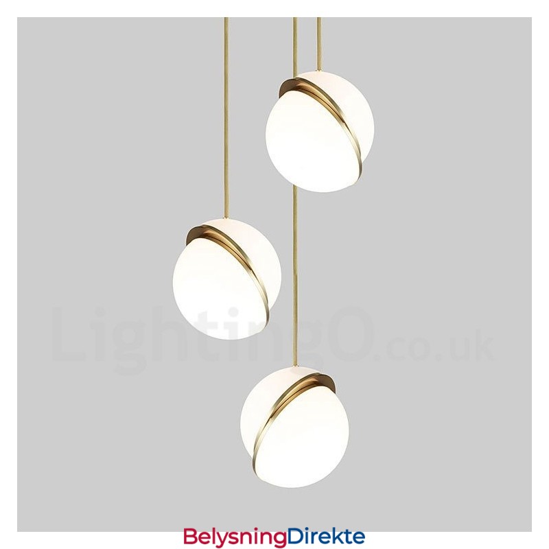 Moderne Og Moderne Kobberpendellampe Med Glassskjerm