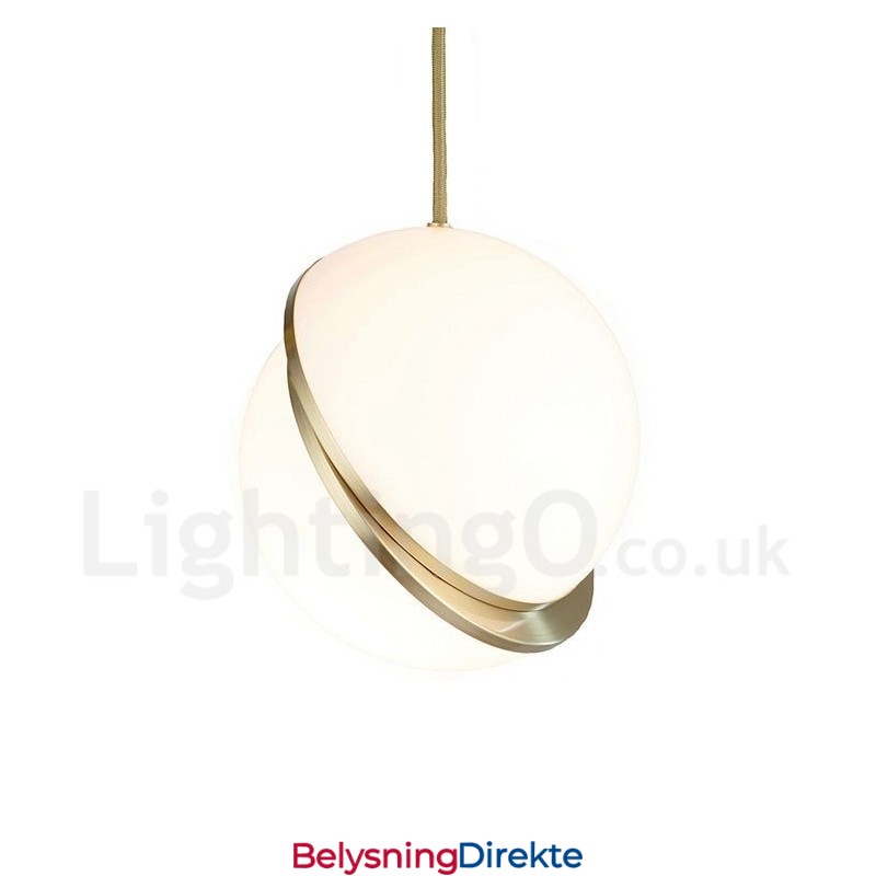 Moderne Og Moderne Kobberpendellampe Med Glassskjerm