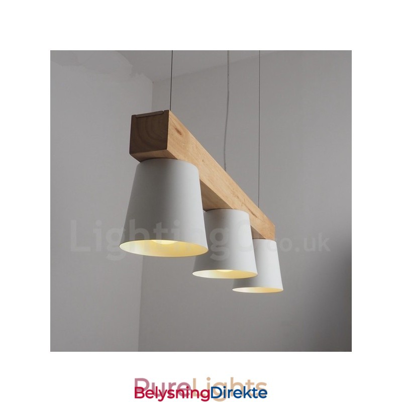 Moderne, Samtidskunstnerisk Anhengslampe I Tre Med 3 Lys