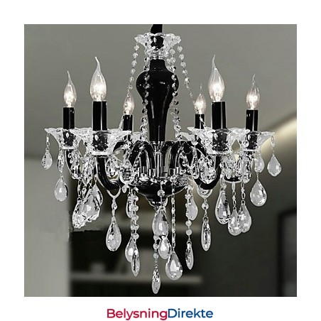 Krystalllysekrone Med 6 Lys I Svart Design