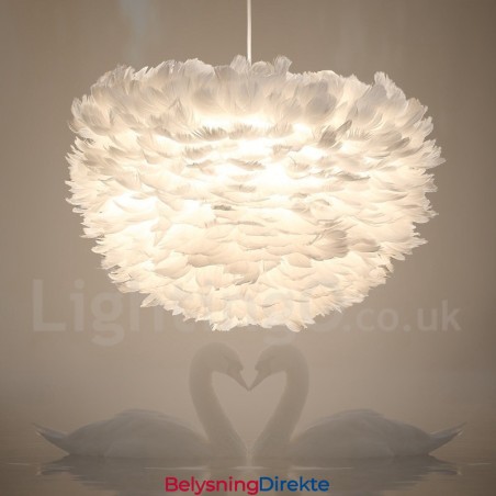 Hvit Fjær Pendellampe