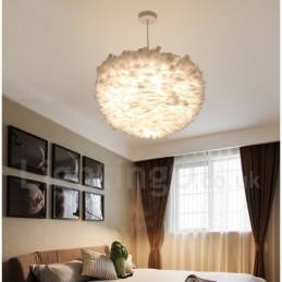 Hvit Fjær Pendellampe