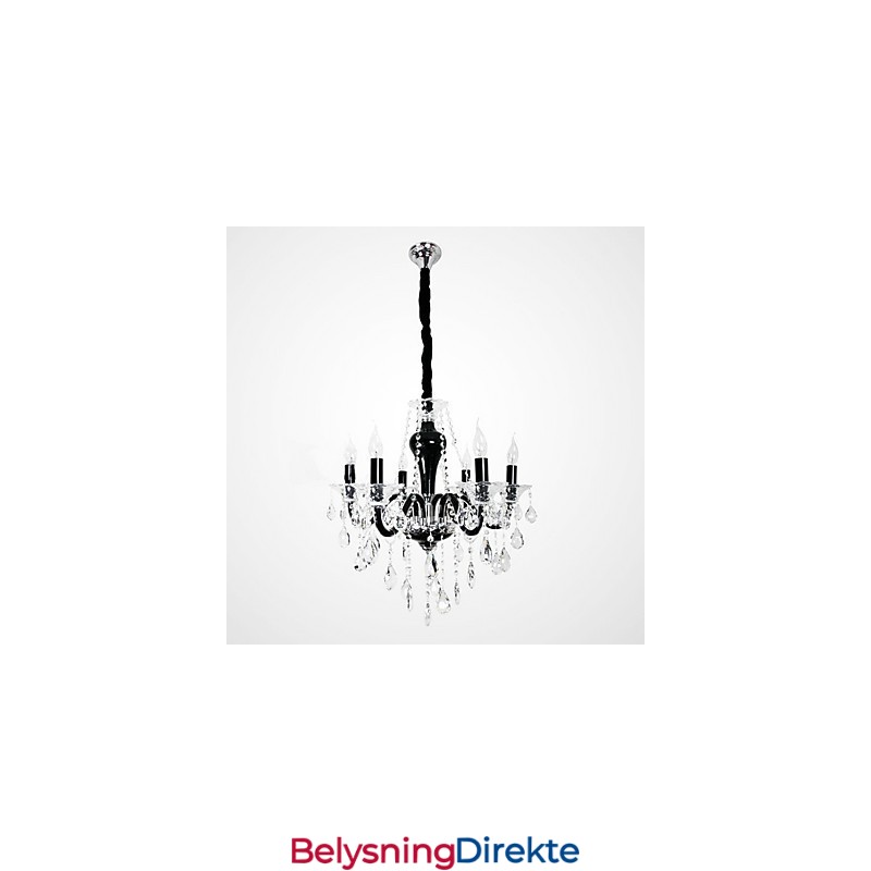 Krystalllysekrone Med 6 Lys I Svart Design