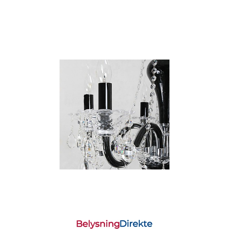 Krystalllysekrone Med 6 Lys I Svart Design