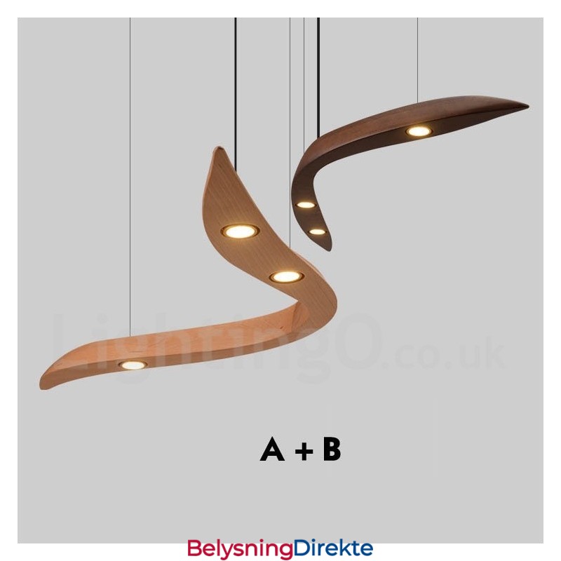 Moderne, Samtidskunstnerisk Pendellampe I Tre Med 3 Lys