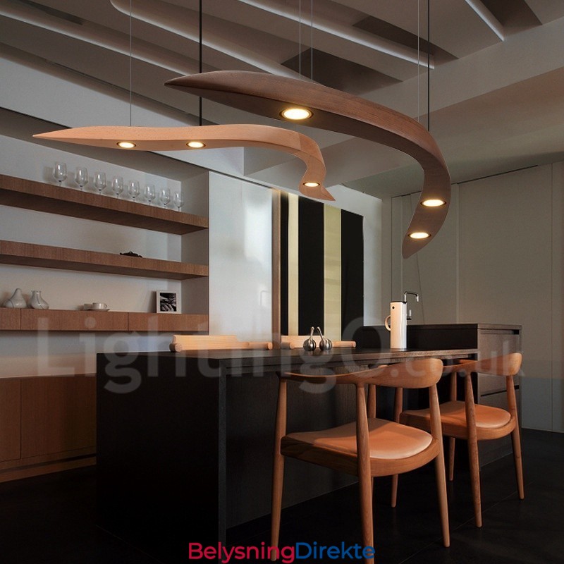 Moderne, Samtidskunstnerisk Pendellampe I Tre Med 3 Lys