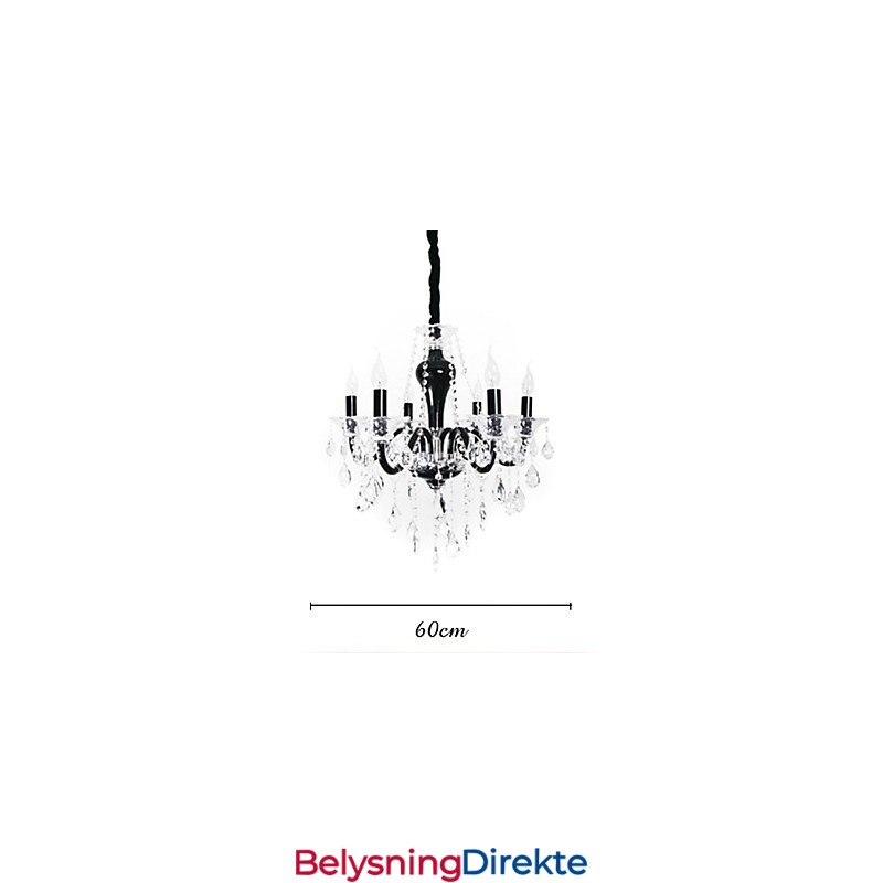 Krystalllysekrone Med 6 Lys I Svart Design