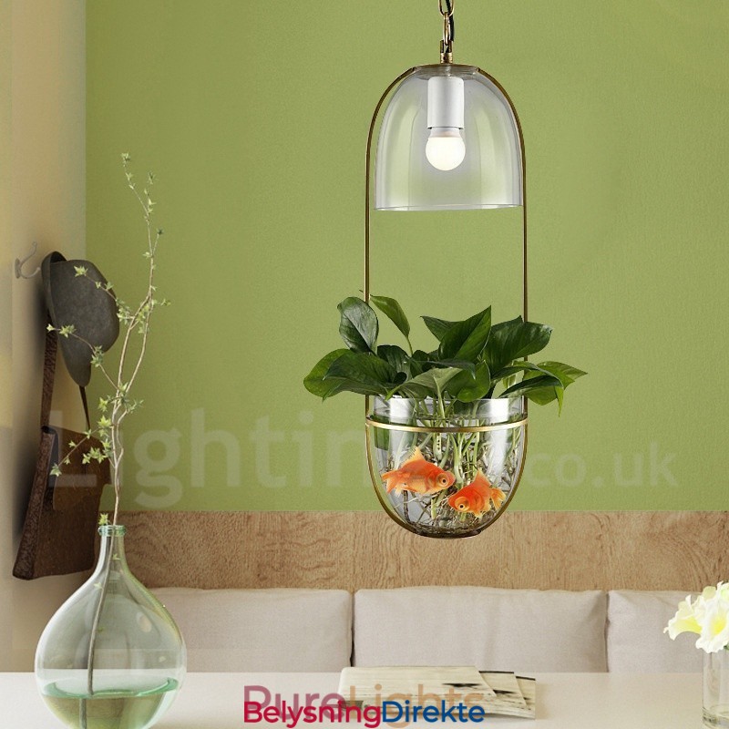 Rustikk Lodge Metall Glass Pendellampe