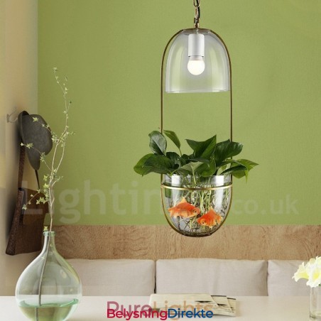 Rustikk Lodge Metall Glass Pendellampe