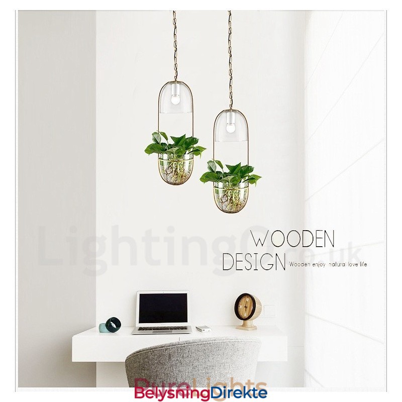 Rustikk Lodge Metall Glass Pendellampe