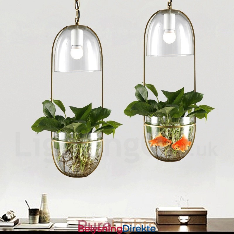 Rustikk Lodge Metall Glass Pendellampe