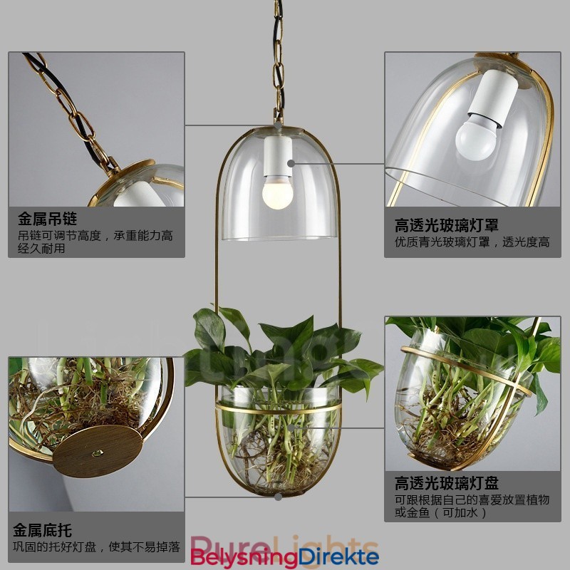 Rustikk Lodge Metall Glass Pendellampe