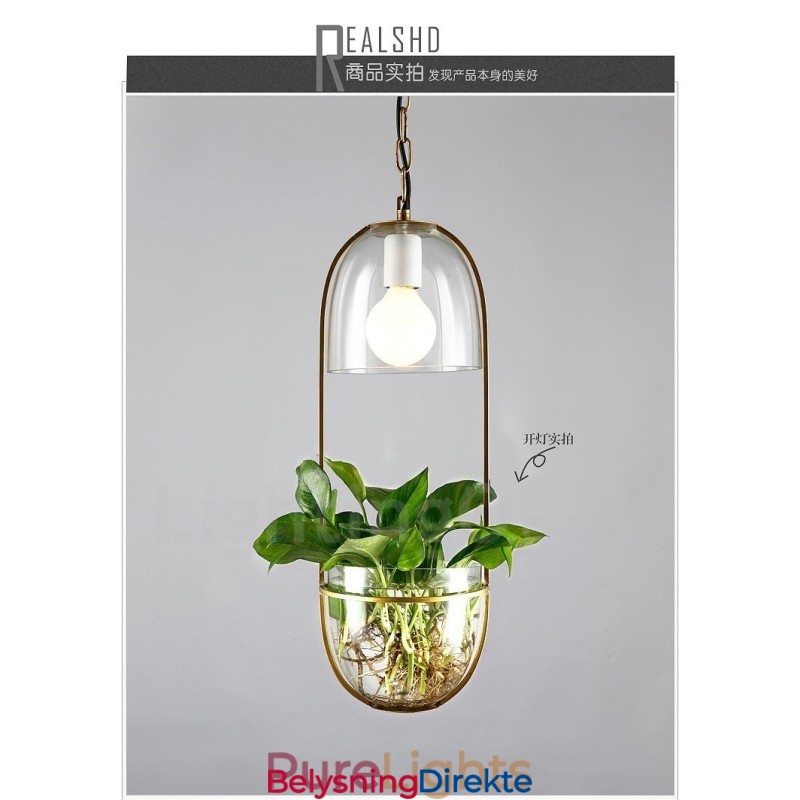 Rustikk Lodge Metall Glass Pendellampe