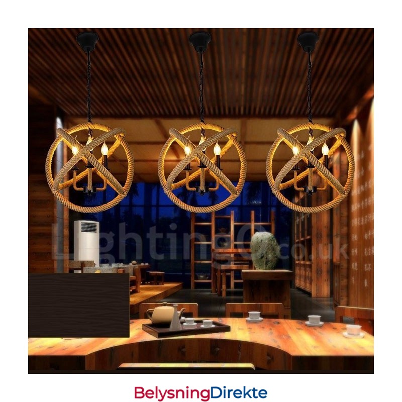 Landlig Vintage Pendellampe I Hamptau Med 3 Lys