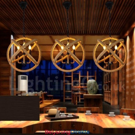 Landlig Vintage Pendellampe I Hamptau Med 3 Lys