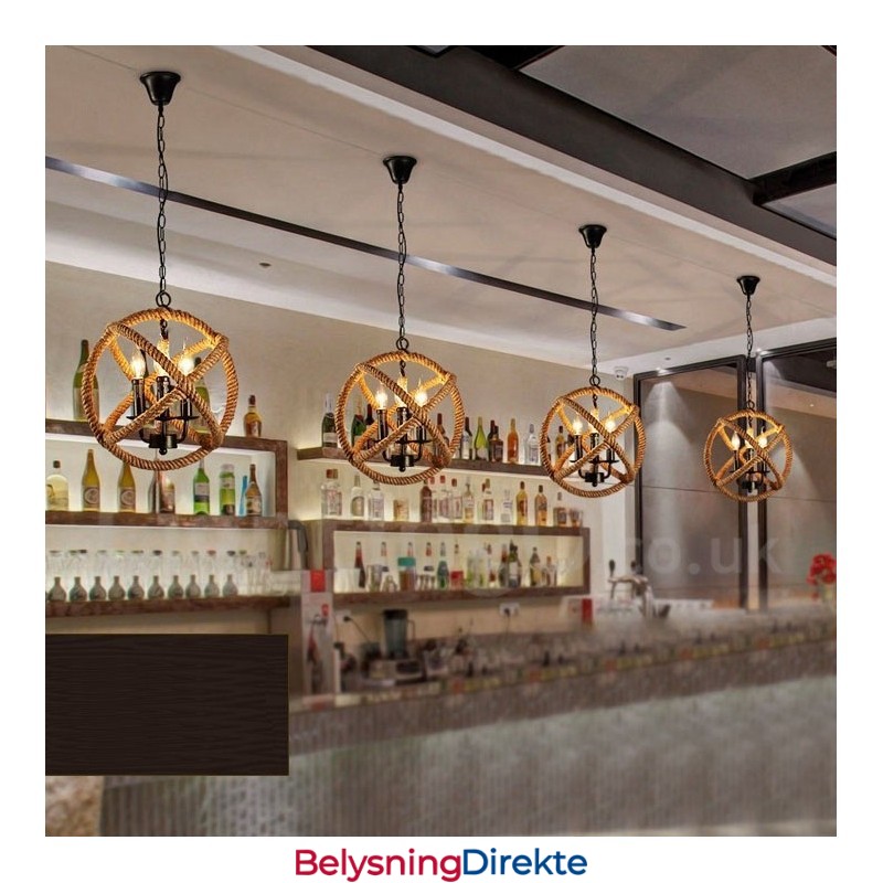 Landlig Vintage Pendellampe I Hamptau Med 3 Lys