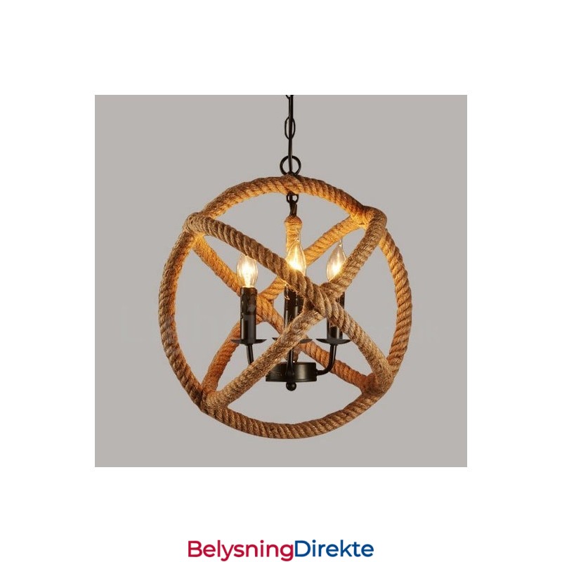Landlig Vintage Pendellampe I Hamptau Med 3 Lys