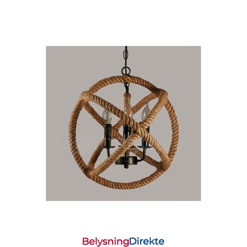 Landlig Vintage Pendellampe I Hamptau Med 3 Lys