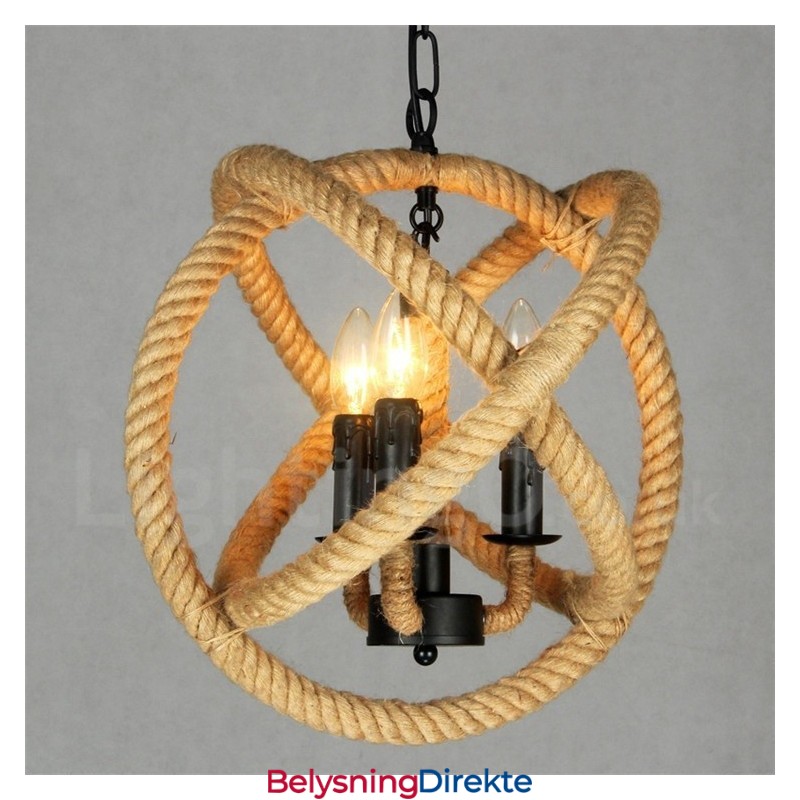 Landlig Vintage Pendellampe I Hamptau Med 3 Lys