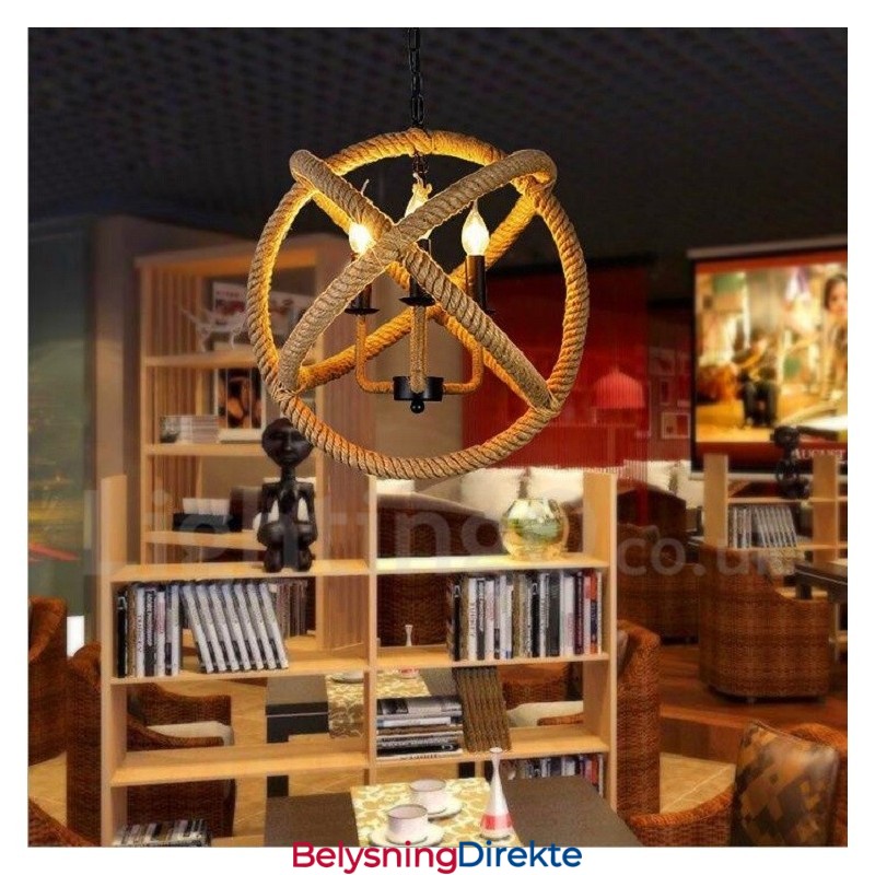 Landlig Vintage Pendellampe I Hamptau Med 3 Lys