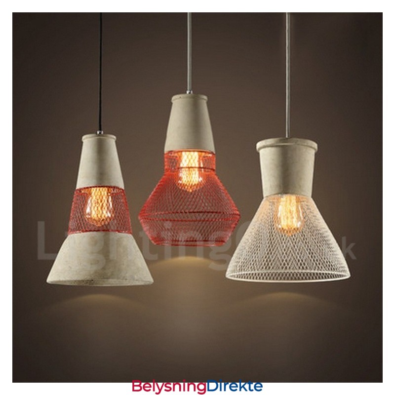 Rustikk Lodge-Pendellampe I Metall Og Betong Med 1 Lys