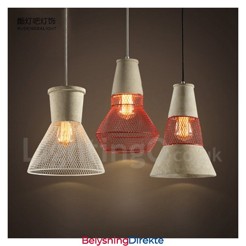 Rustikk Lodge-Pendellampe I Metall Og Betong Med 1 Lys