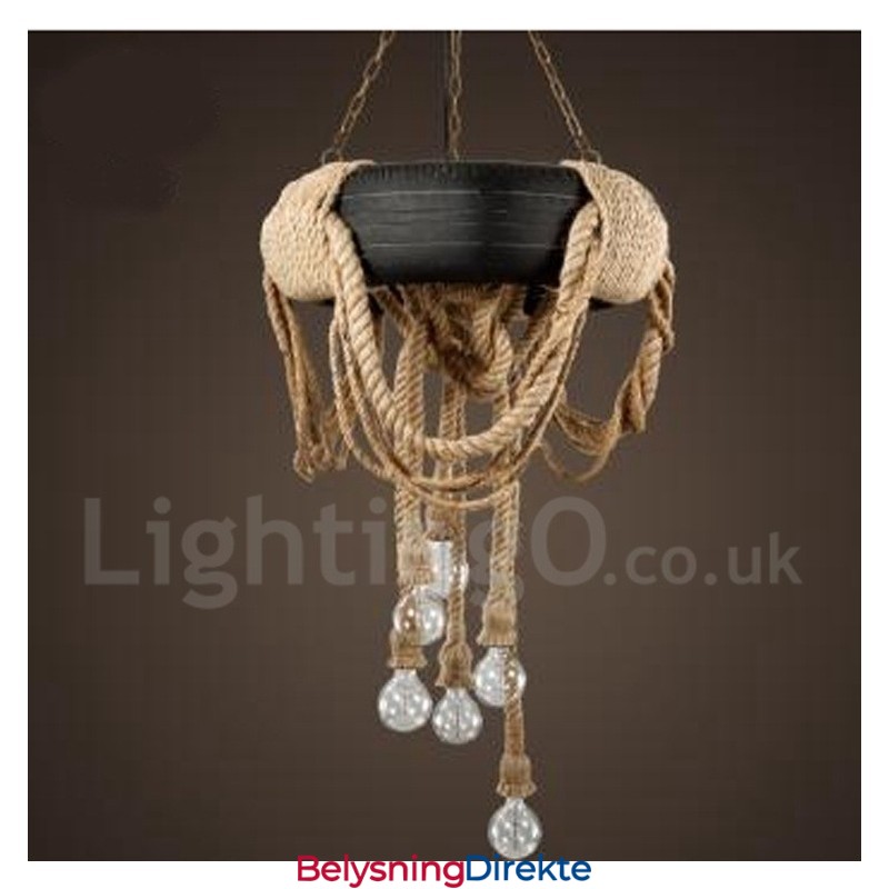 Landlig Vintage Pendellampe Med 6 Lys