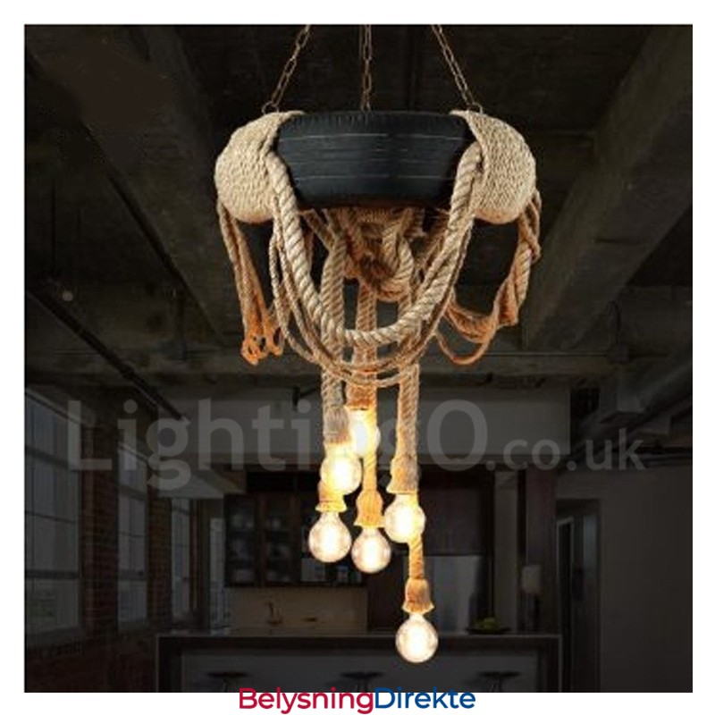 Landlig Vintage Pendellampe Med 6 Lys