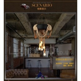 Landlig Vintage Pendellampe Med 6 Lys