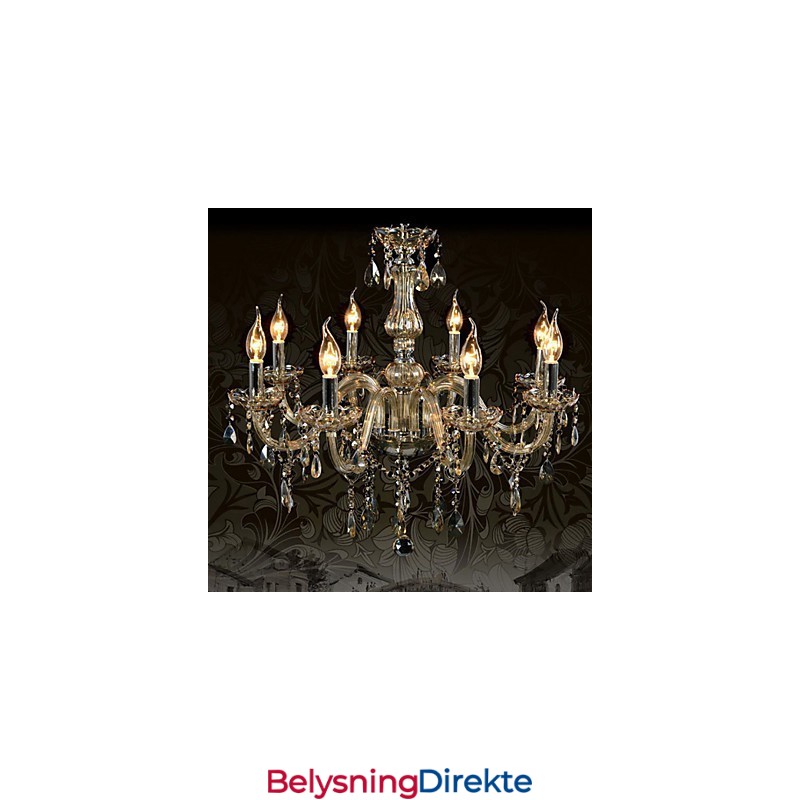 8 Lys Luksuriøs Krystalllysekrone Konjakkfarget K9 Krystalllysekrone