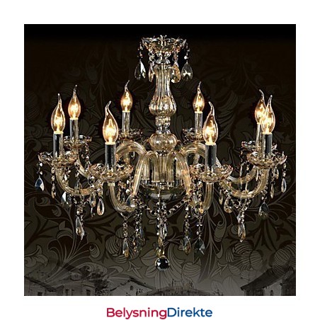 8 Lys Luksuriøs Krystalllysekrone Konjakkfarget K9 Krystalllysekrone