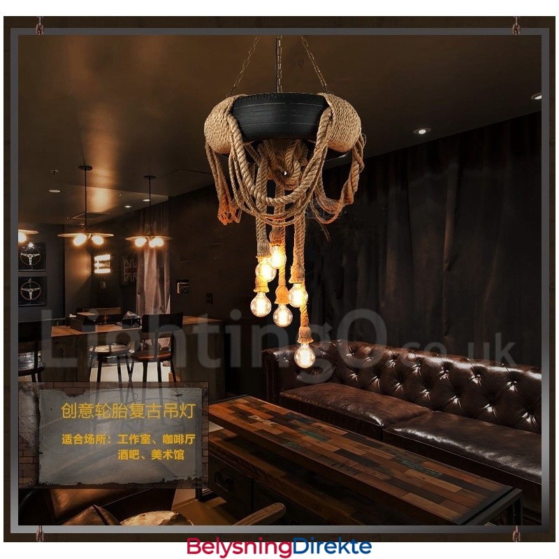 Landlig Vintage Pendellampe Med 6 Lys