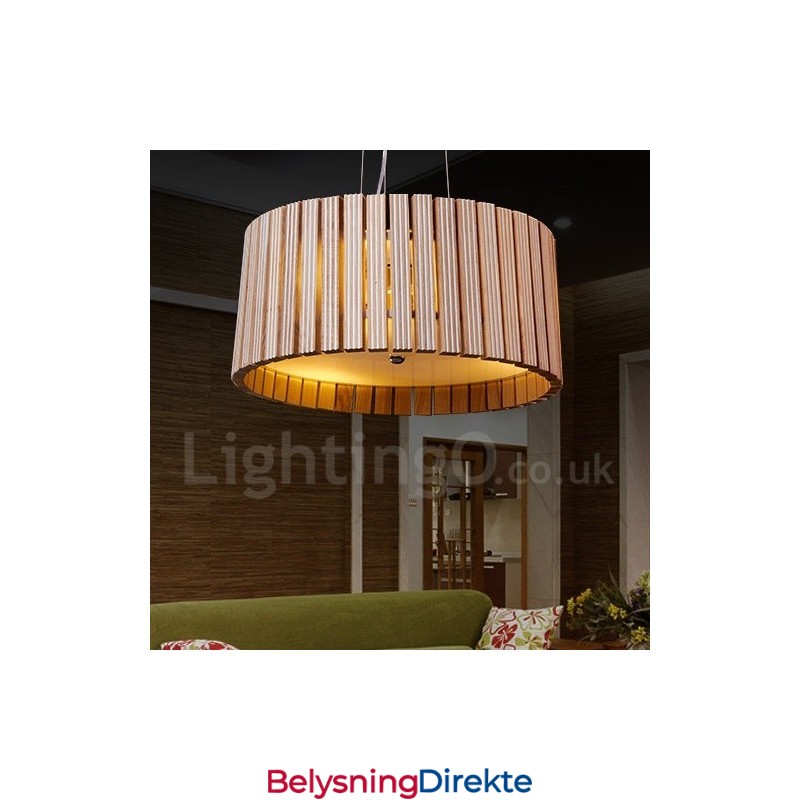 Moderne Og Moderne Trommehengelampe I Tre