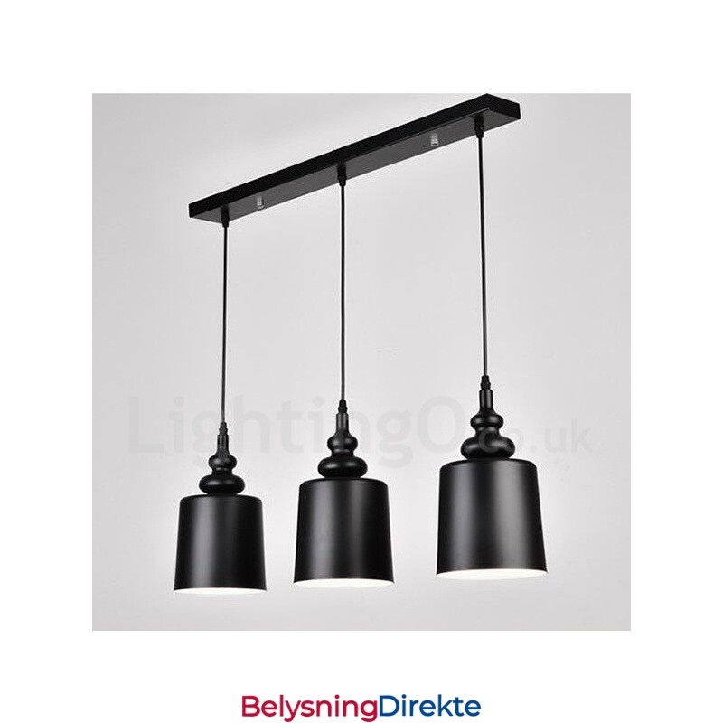 Svart Moderne Samtidskunst Pendellampe Med 3 Lys