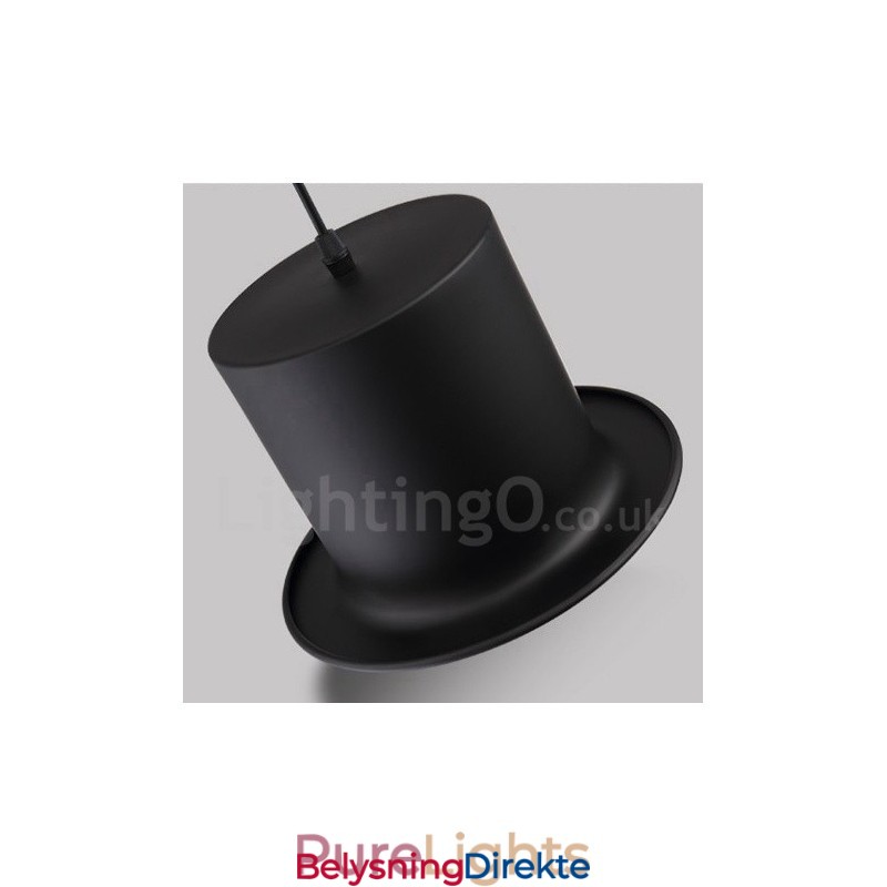 Retro Vintage Pendellampe I Svart Metall Med Hattform Og 1 Lys