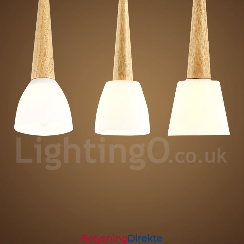 Rustikk Lodge Trependellampe Med Glassskjerm