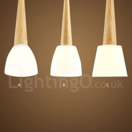 Rustikk Lodge Trependellampe Med Glassskjerm