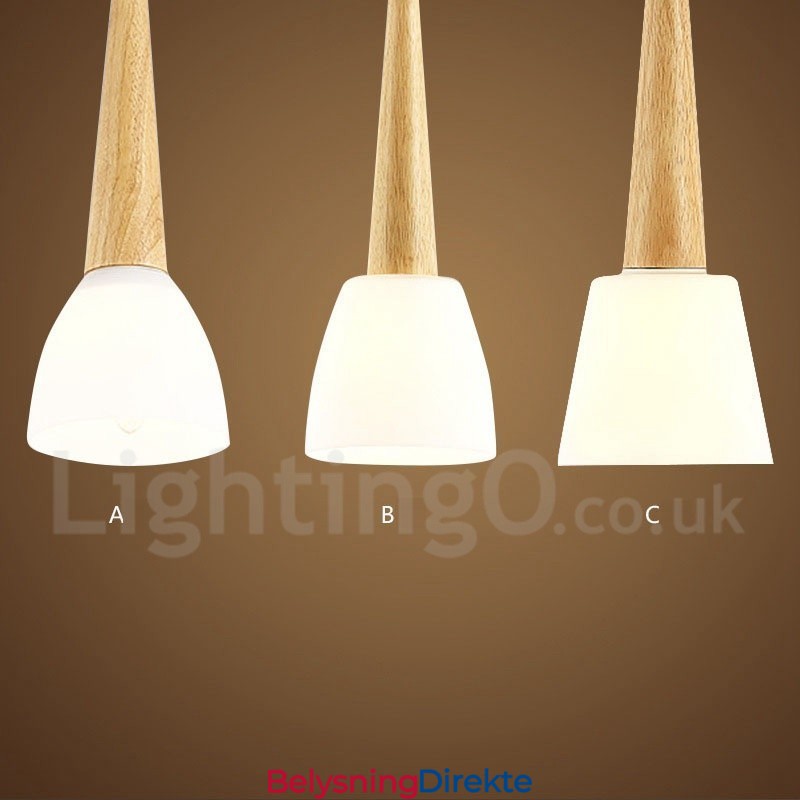 Rustikk Lodge Trependellampe Med Glassskjerm