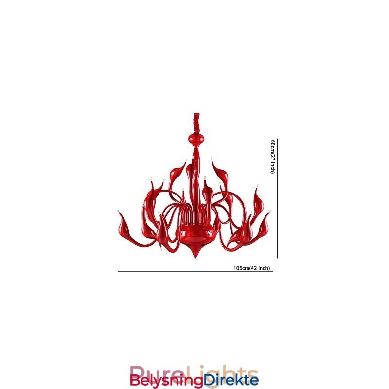 Moderne Lysekronelampe 18 Lys G4 Rød Maling