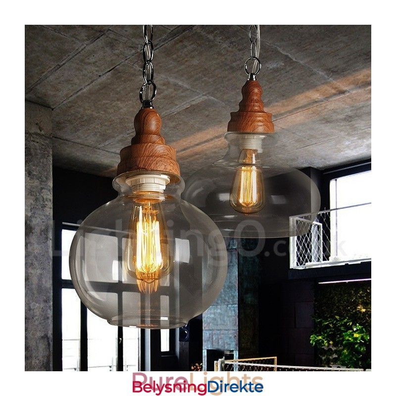 Retro Vintage Pendellampe Med Glassskjerm