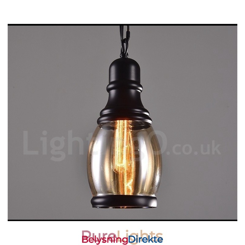 Retro Vintage Pendellampe Med Glassskjerm