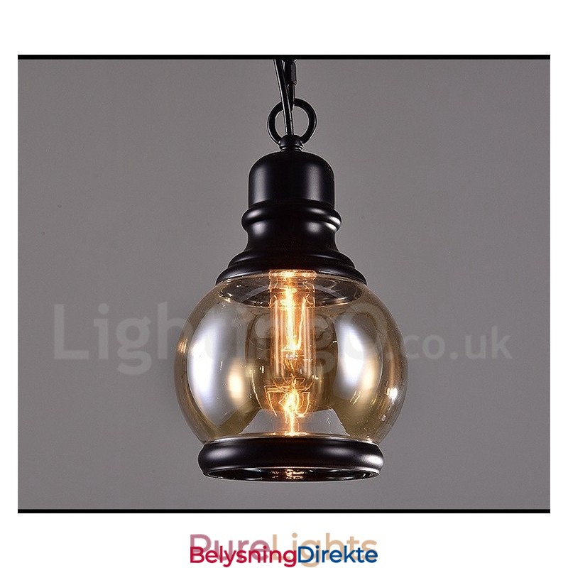 Retro Vintage Pendellampe Med Glassskjerm